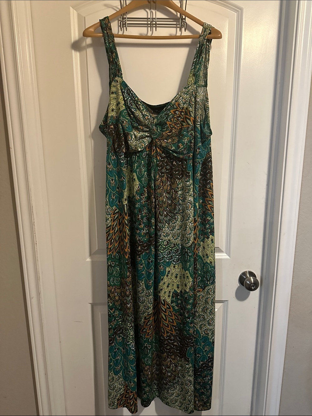 Teal Multi Paisley Maxi Dress with Twist Bodice